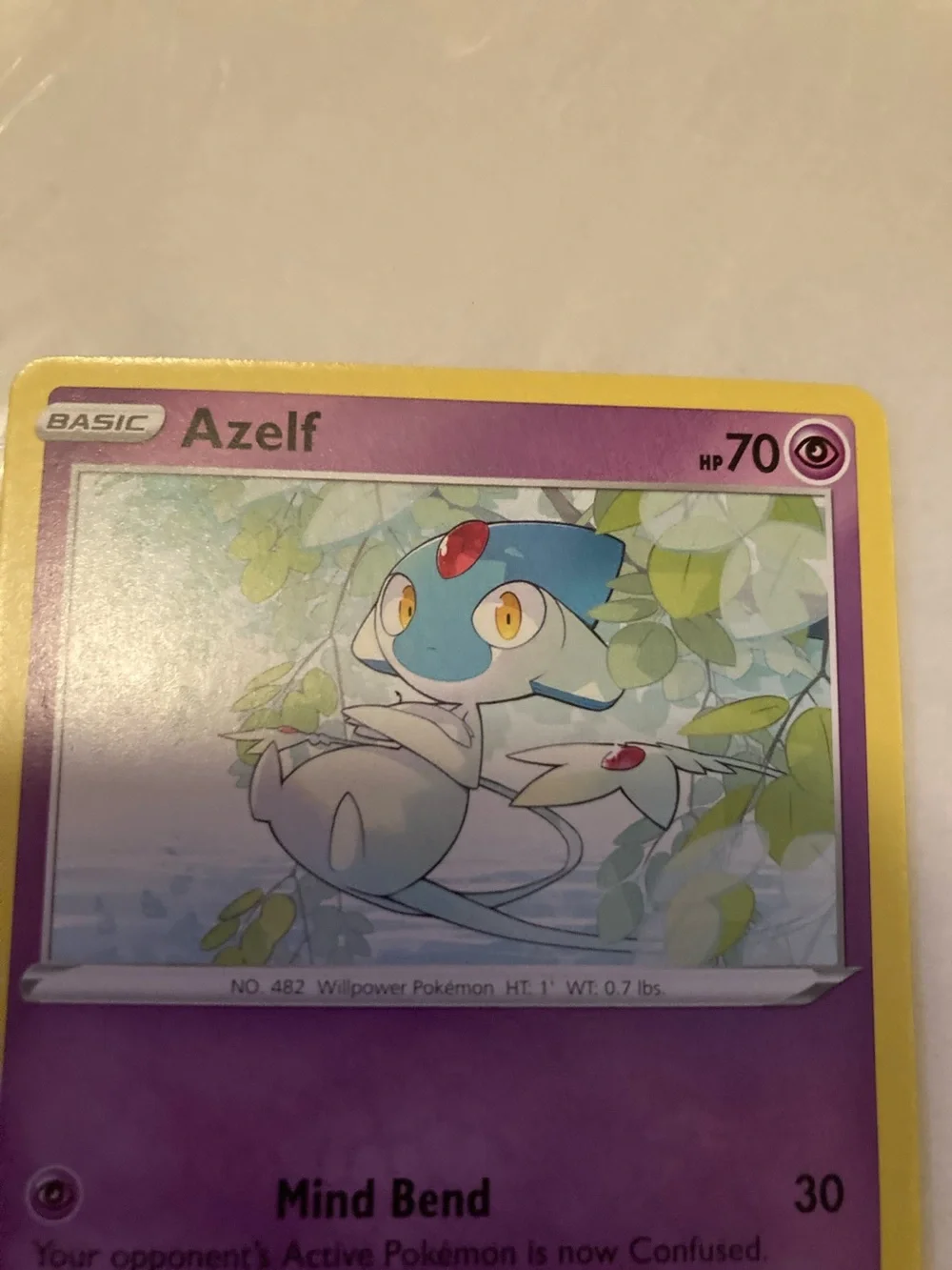 Pokemon Azelf Psychic Trading Card - Yellow Border, Purple Artwork